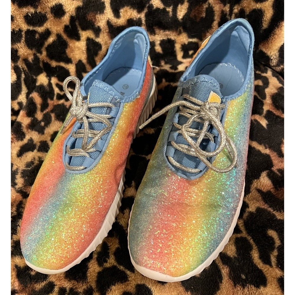 Roxy Rose Fashion Walk Fashion Sneaker Women's Size 10 Rainbow Glitter